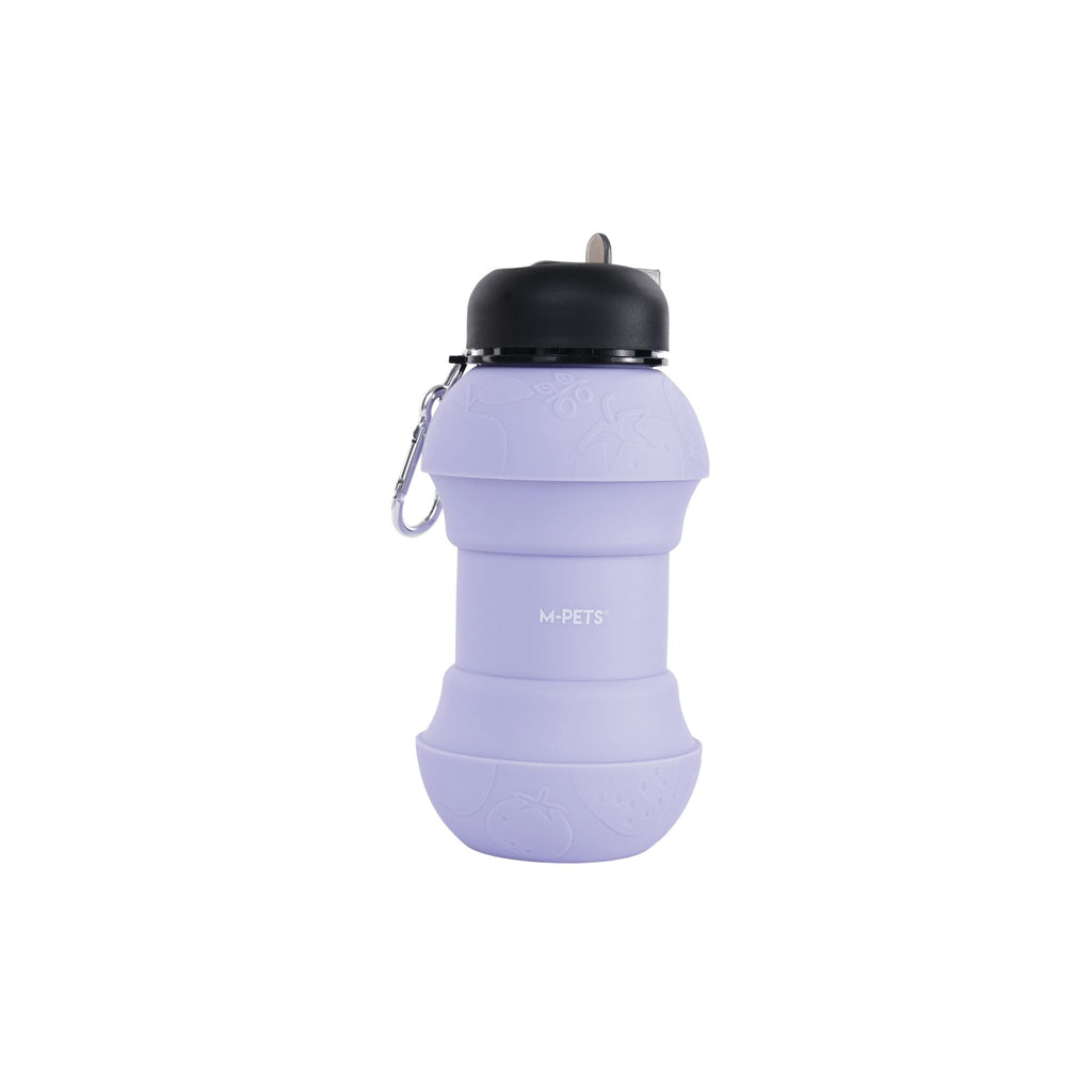 On the road Foldable dog water bottle 200ml-550ml 2 in 1 Lavender Purple Color