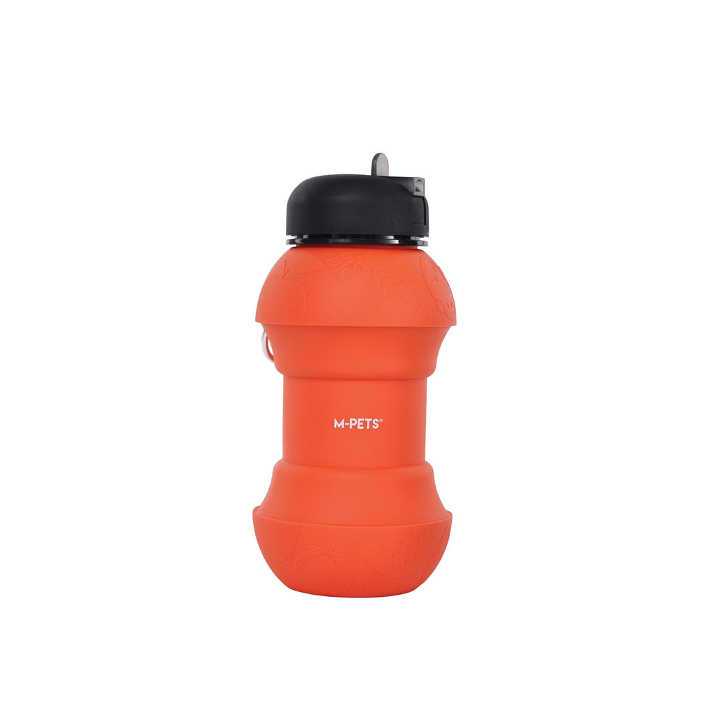 On the road Foldable dog water bottle 200ml-550ml 2 in 1 Vivid Orange Color