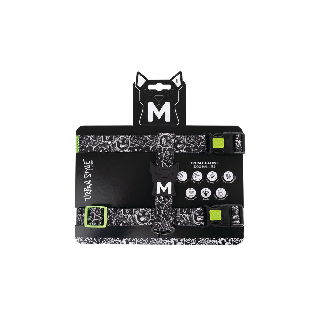 URBAN STYLE FREESTYLE Black & White Active Dog Harness