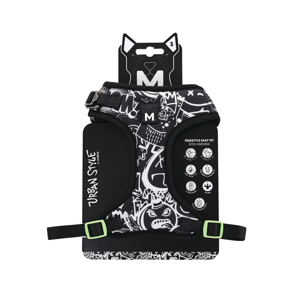 URBAN STYLE FREESTYLE Black & White Easy fit Dog harness