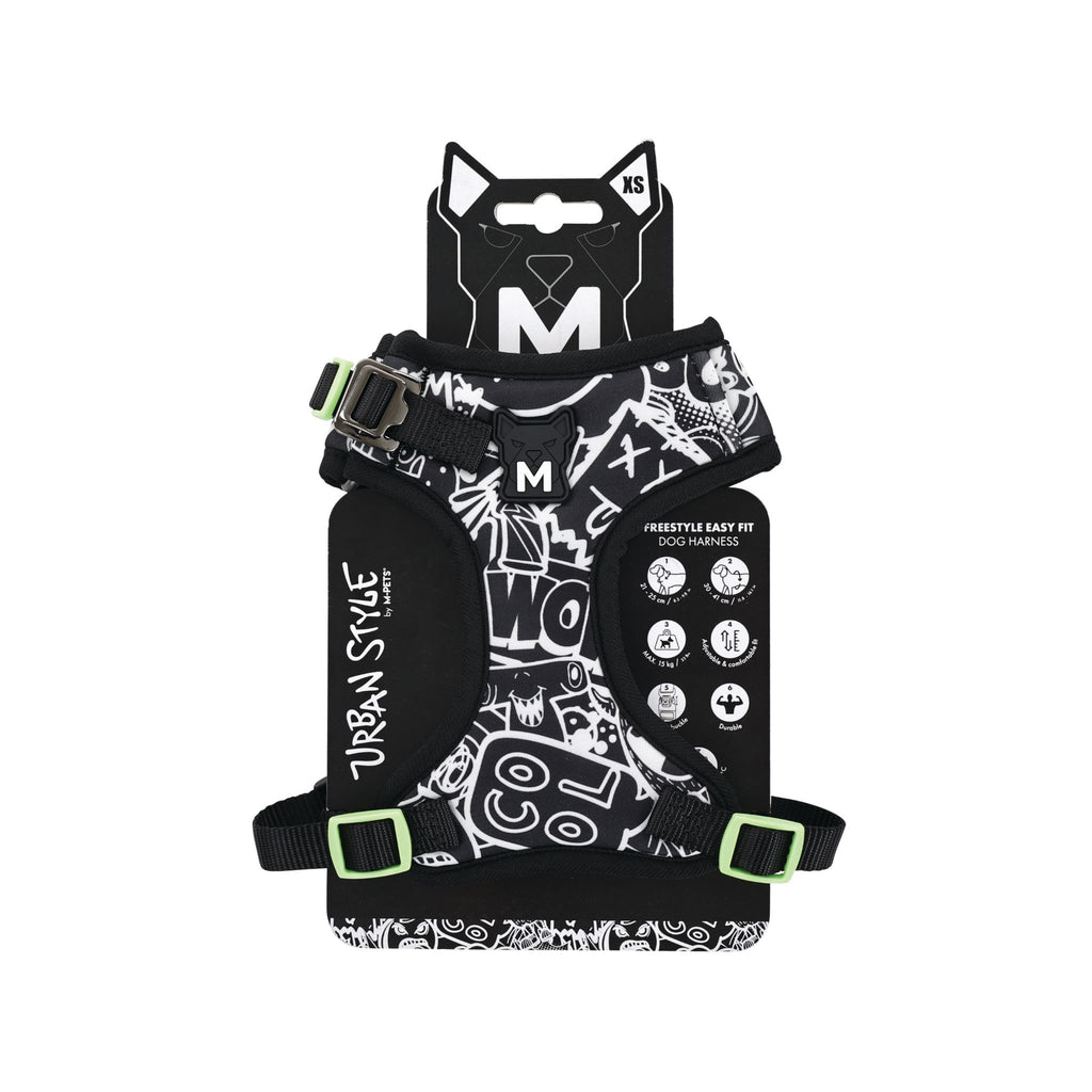 URBAN STYLE FREESTYLE Black & White Easy fit Dog harness