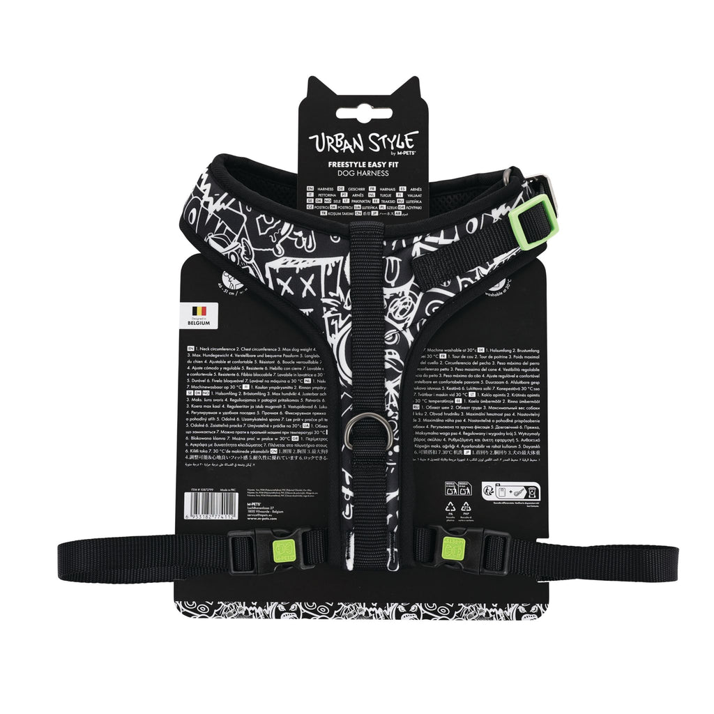 URBAN STYLE FREESTYLE Black & White Easy fit Dog harness