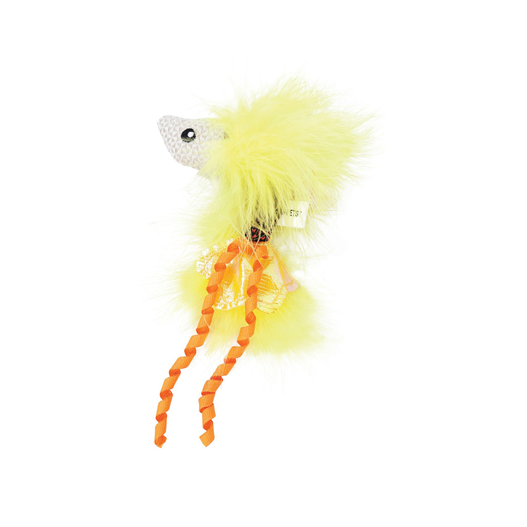 Plume catnip toy Yellow fish
