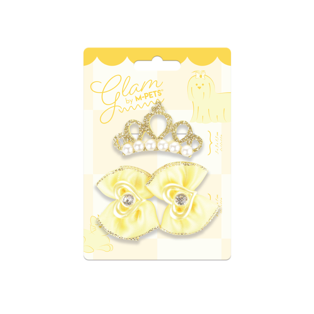 GLAM Accessori per capelli per animali clip e elastico - Giallo