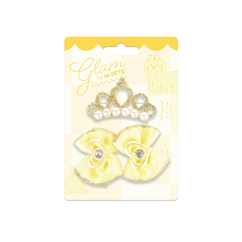 GLAM Accessori per capelli per animali clip e elastico - Giallo