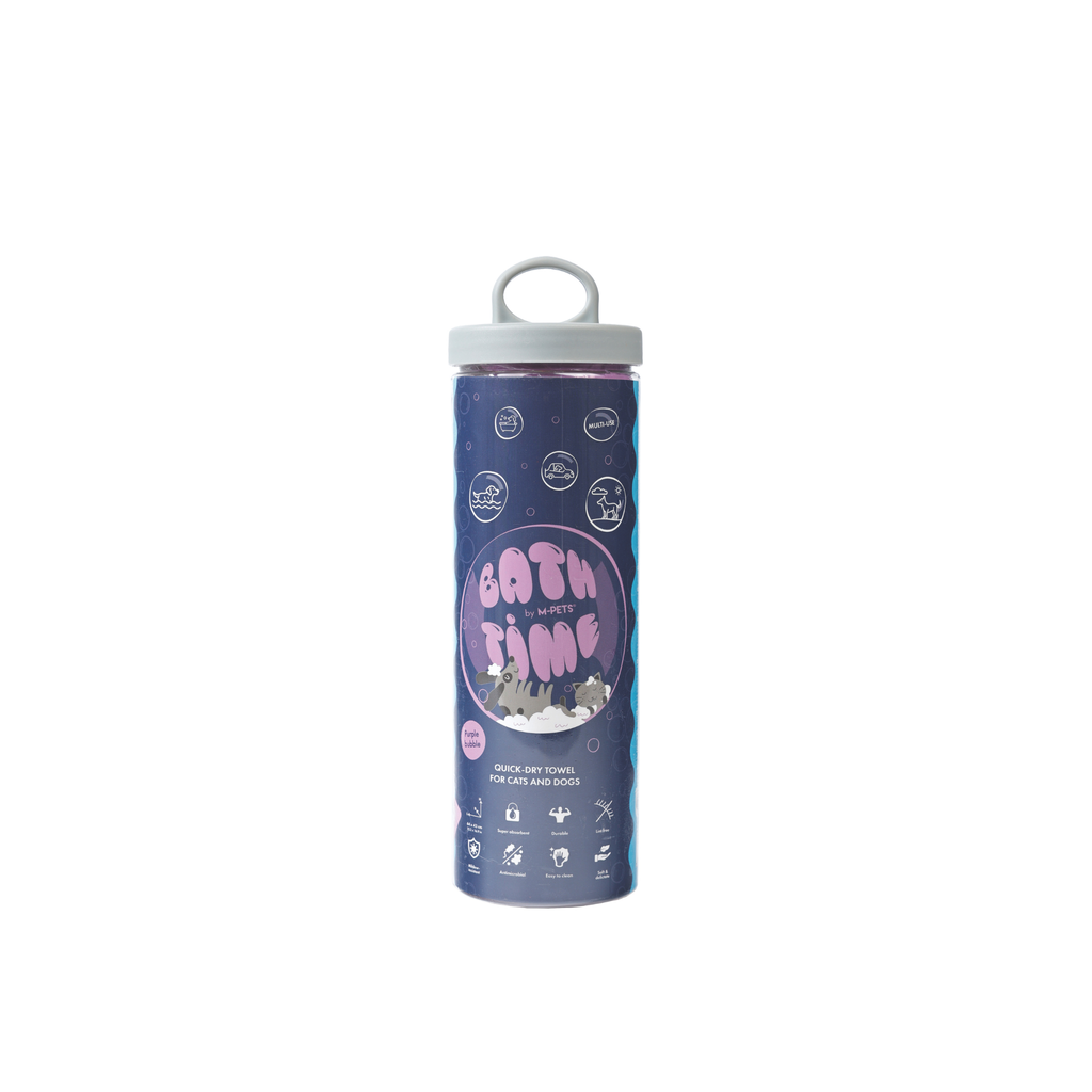 BATHTIME Quick-dry Towel for Cats and Dogs Purple Bubble