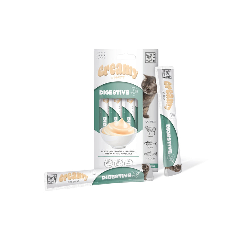CREMOSO con FUNZIONI - Snack per gatti Digestivo - Agnello & Tonno & Salmone