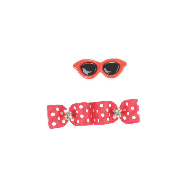 GLAM Accessori per capelli per animali clip e elastico - Rosso