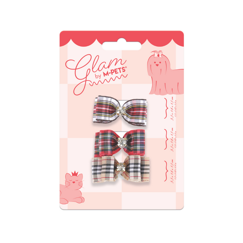 GLAM Accessori per capelli per animali clip e gomma - Rosso