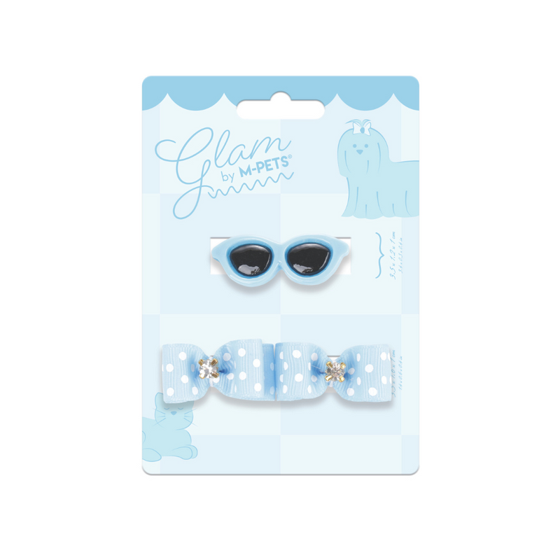 GLAM Accessori per capelli per animali clip e elastico - Blu
