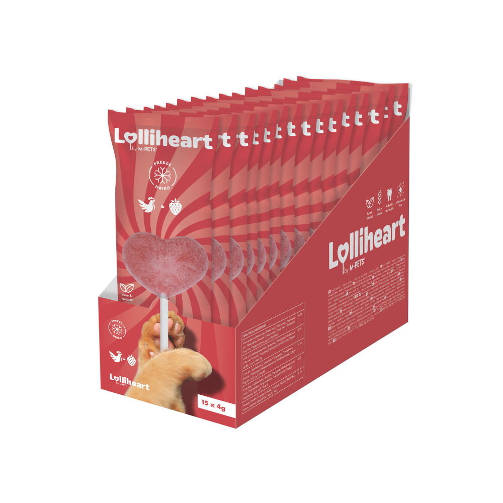Lolliheart Snack per gatti Pollo e Fragola Espositore