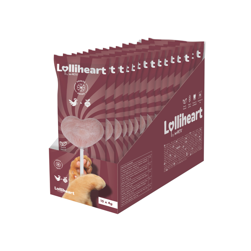 Lolliheart Snack per gatti Pollo e Barbabietola Esposizione