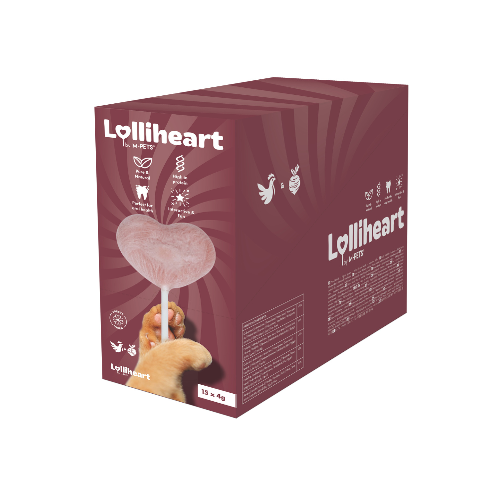 Lolliheart Snack per gatti Pollo e Barbabietola Esposizione