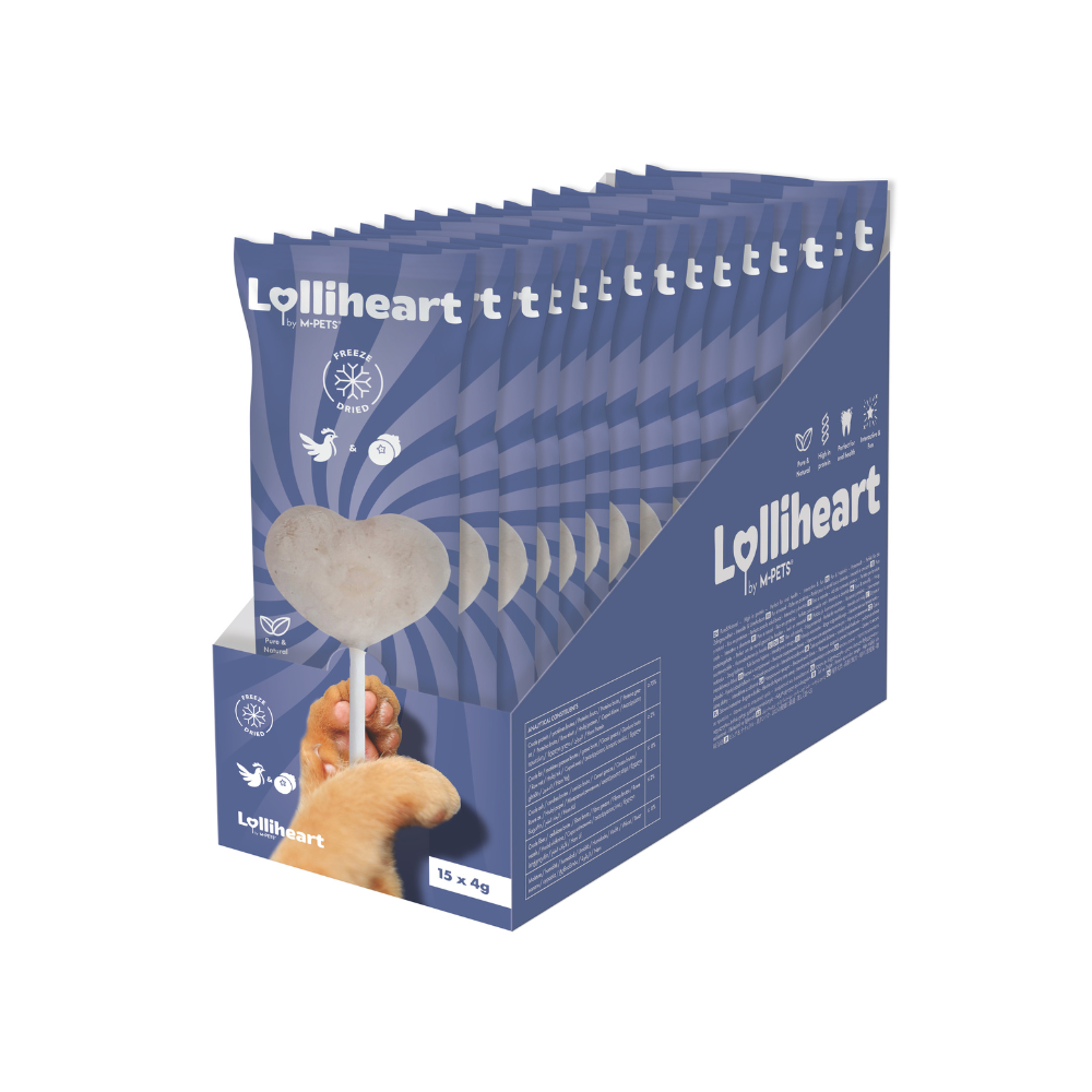 Lolliheart Snack per gatti Pollo e Mirtillo Espositore