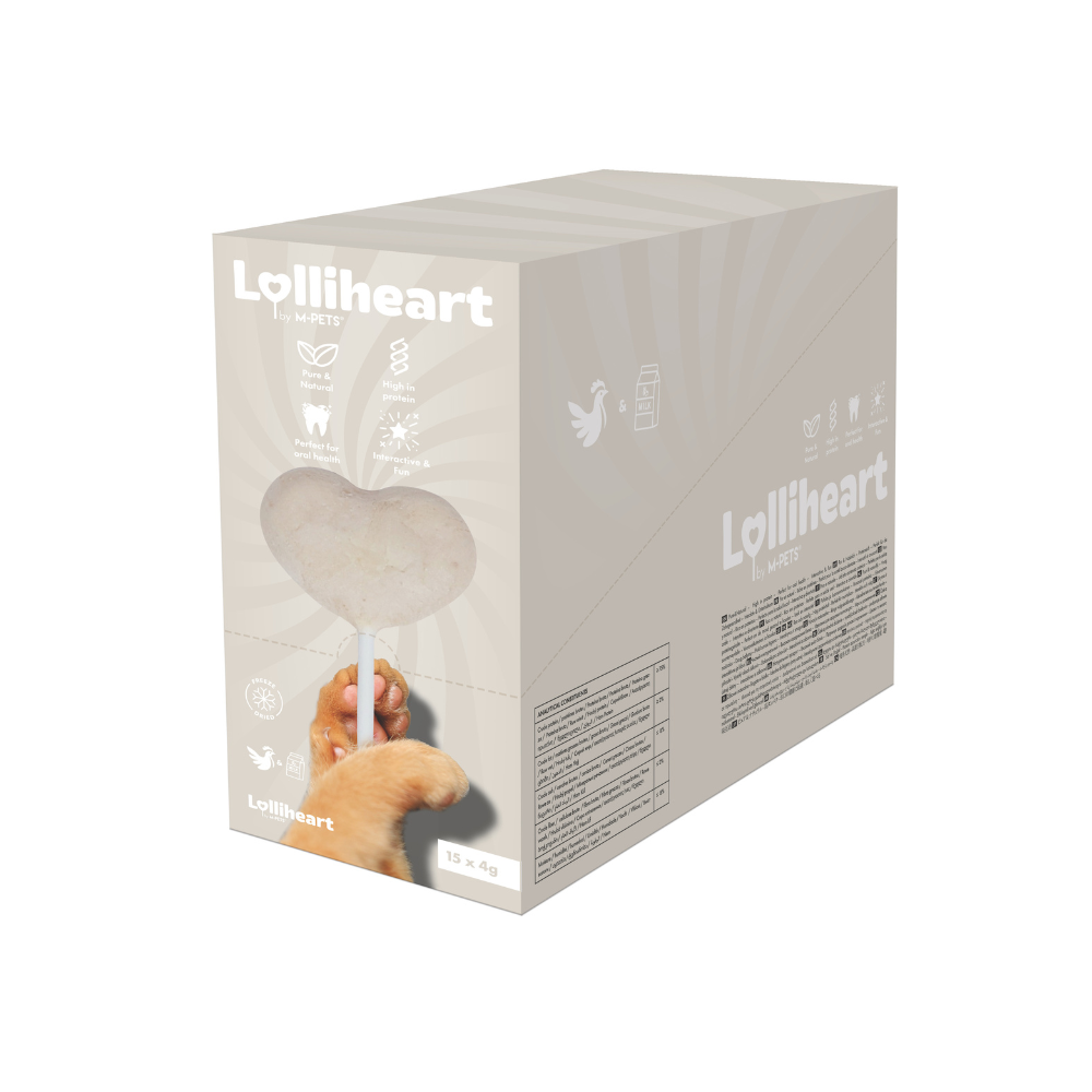 Lolliheart Snack per gatti Pollo e Latte Espositore