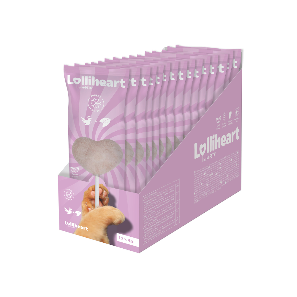 Lolliheart Snack per gatti Pollo e Patata Viola Espositore