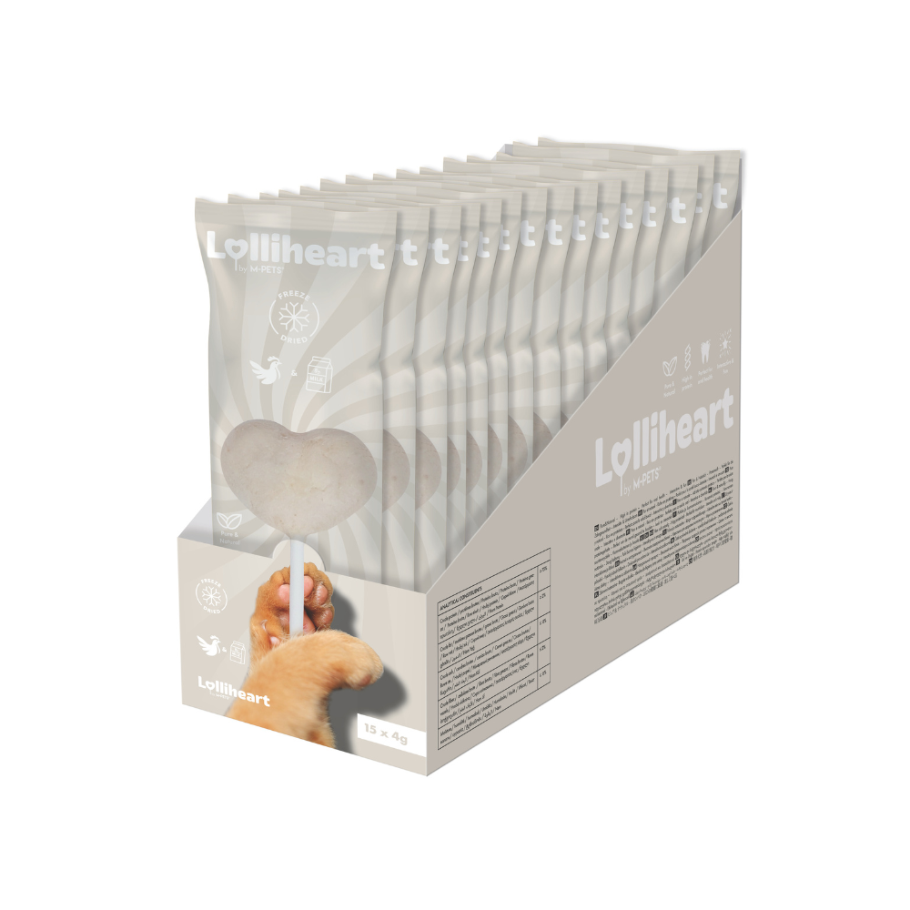 Lolliheart Snack per gatti Pollo e Latte Espositore