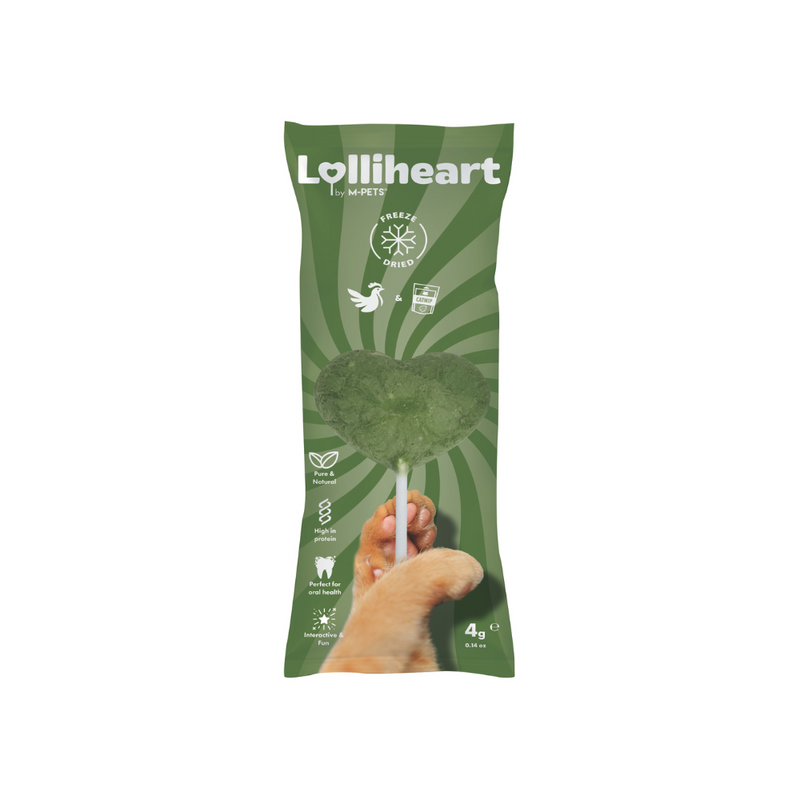 Lolliheart Snack per gatti Pollo e Erba gatta Espositore