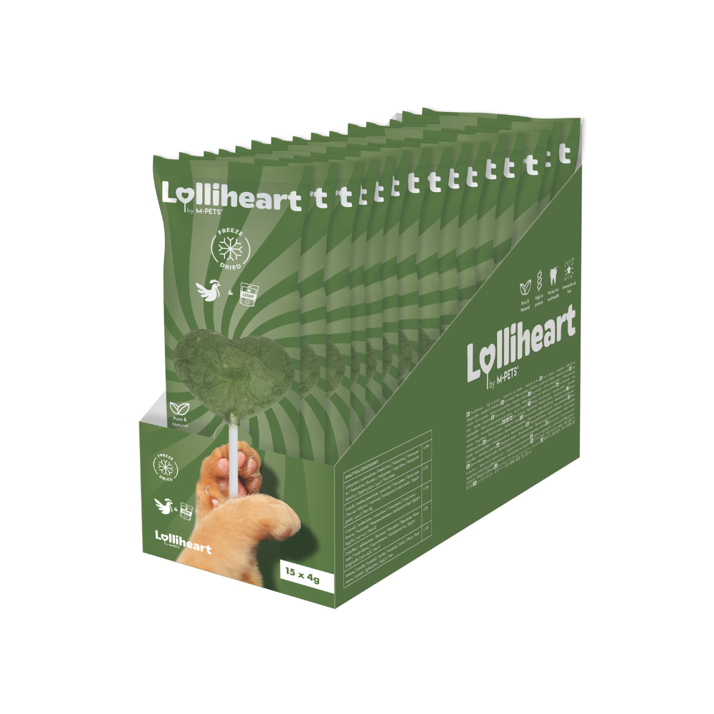 Lolliheart Snack per gatti Pollo e Erba gatta Espositore