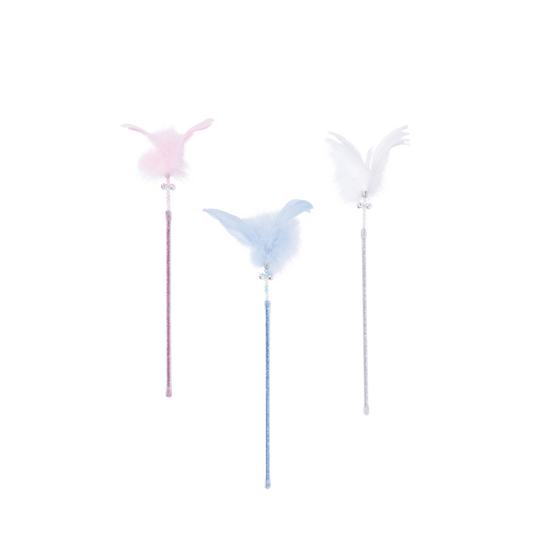 MoonCAT - bacchetta per gatti Piuma Galattica Rosa/Blu Argento e Bianco
