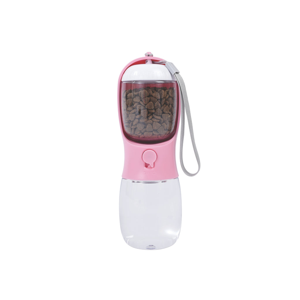 ON THE ROAD Dog water bottle 300 ml - 2 in 1 - Pink bloom