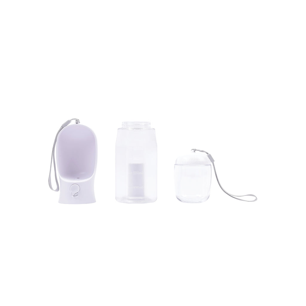 ON THE ROAD Dog water bottle 300 ml - 2 in 1 - White chalk