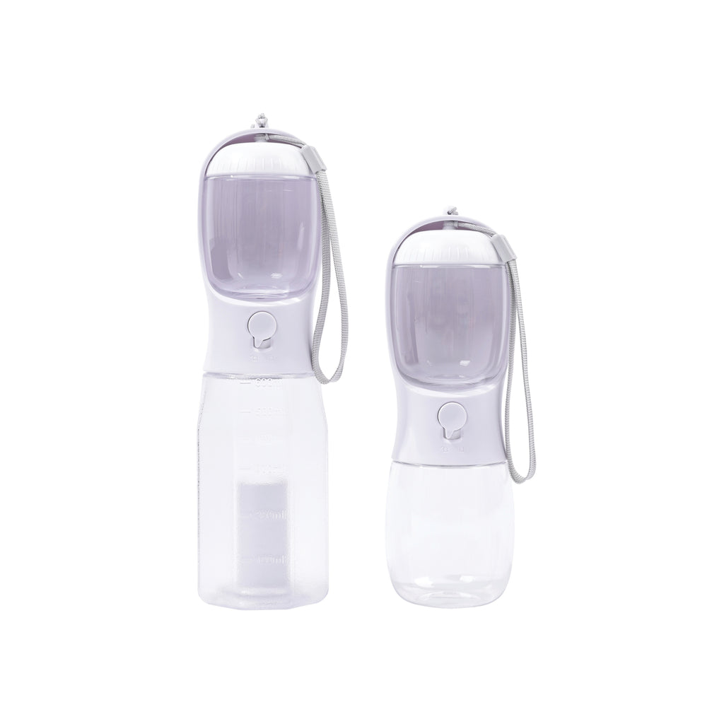 ON THE ROAD Dog water bottle 300 ml - 2 in 1 - White chalk