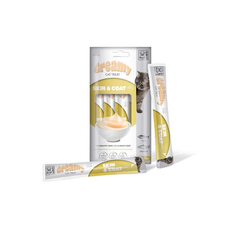 CREMOSO con FUNZIONI - Snack per gatti Pelle e Pelo - Tonno e Salmone