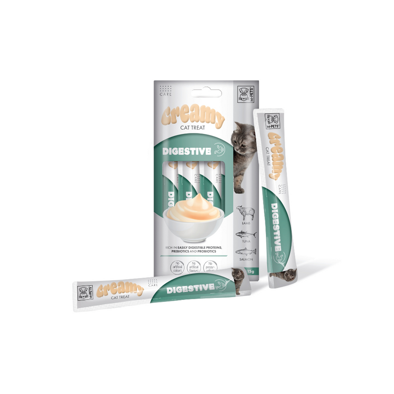 CREMOSO con FUNZIONI - Snack per gatti Digestivo - Agnello & Tonno & Salmone