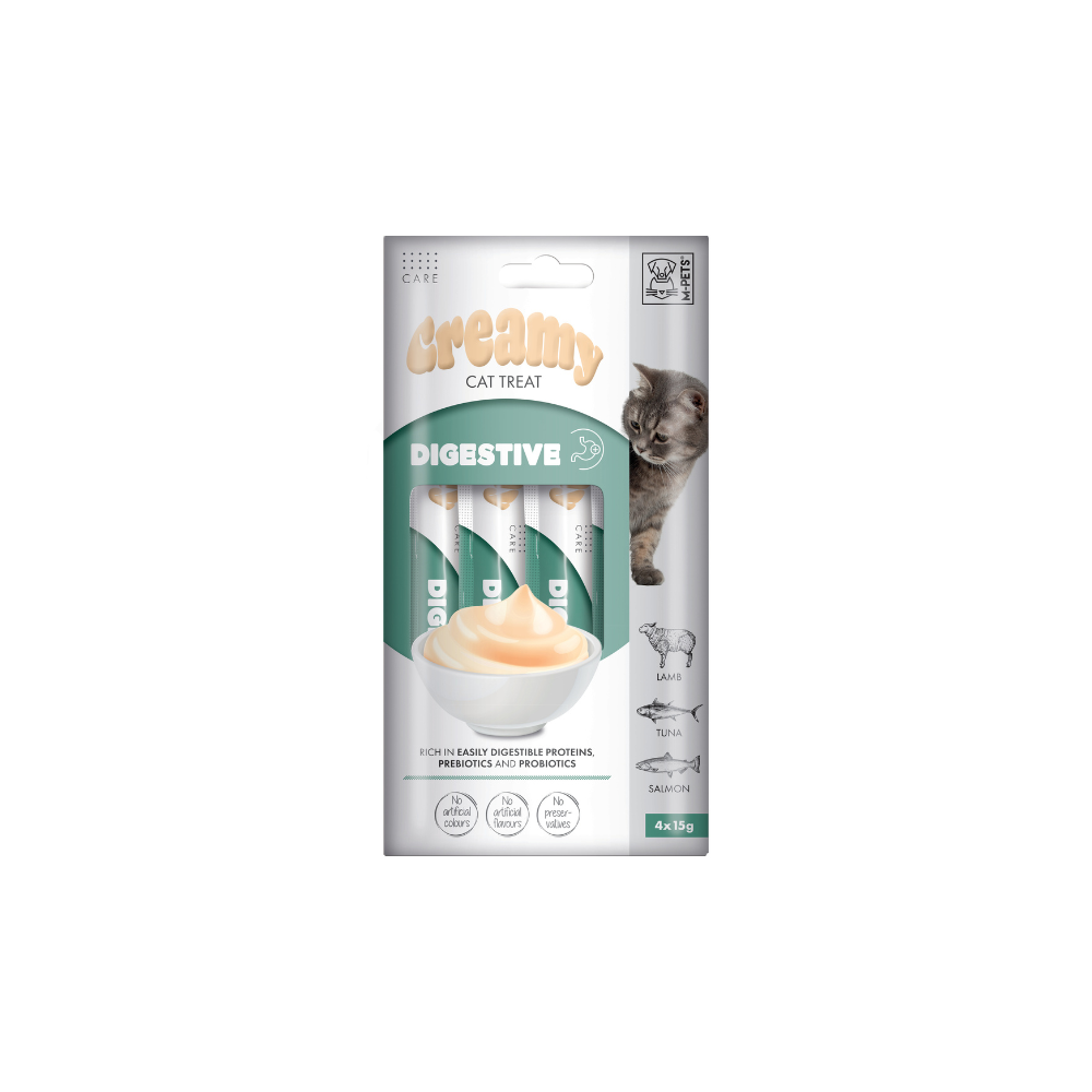 CREMOSO con FUNZIONI - Snack per gatti Digestivo - Agnello & Tonno & Salmone