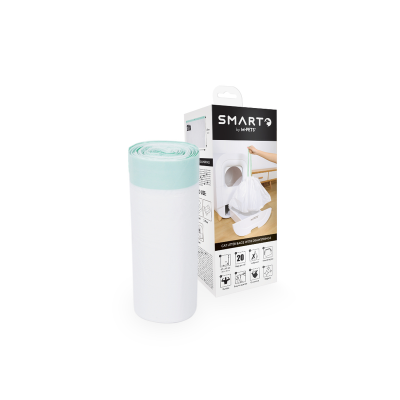 SMARTO Sacchetti per lettiera per gatti con laccio 67x40cm